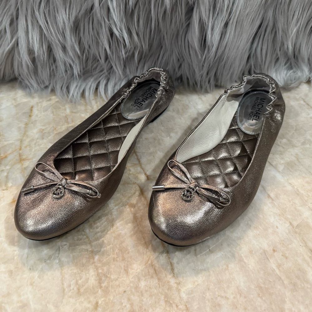 Michael Kors Metallic Ballet Quilted Flats